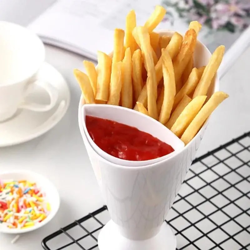 French Fries Cup with Sauce Holder Snack Serving Cup