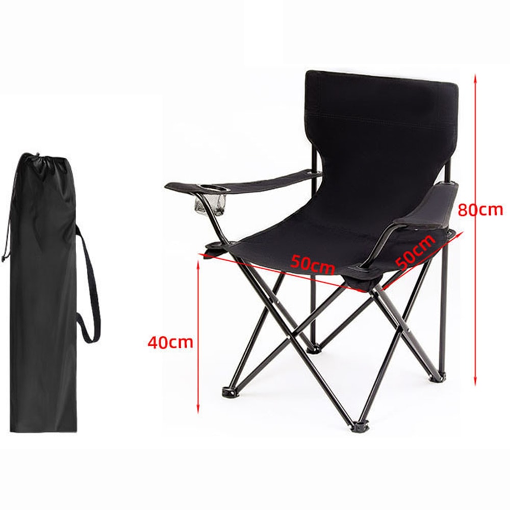 Portable Folding Camping Chair with Armrests for Beach Fishing and Outdoor Relaxation