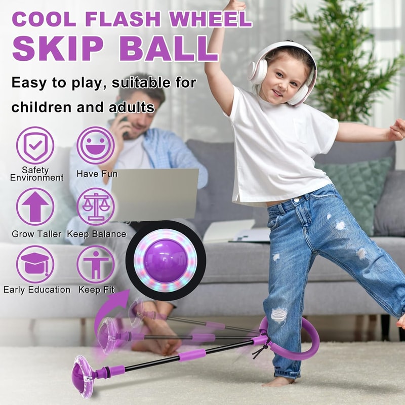 LED Flash Wheel Ankle Skip Ball Toy for Kids & Adults Fitness Fun