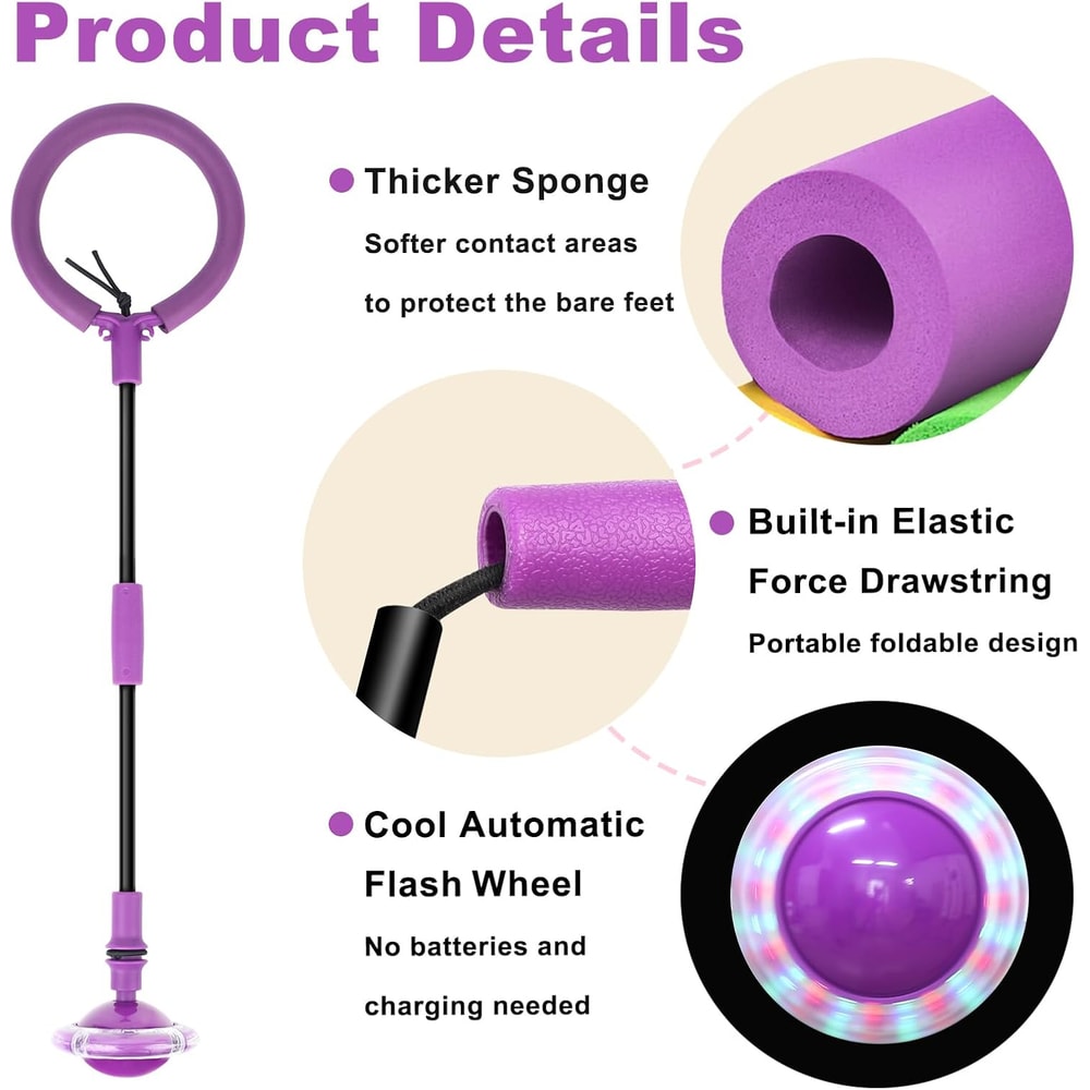 LED Flash Wheel Ankle Skip Ball Toy for Kids & Adults Fitness Fun