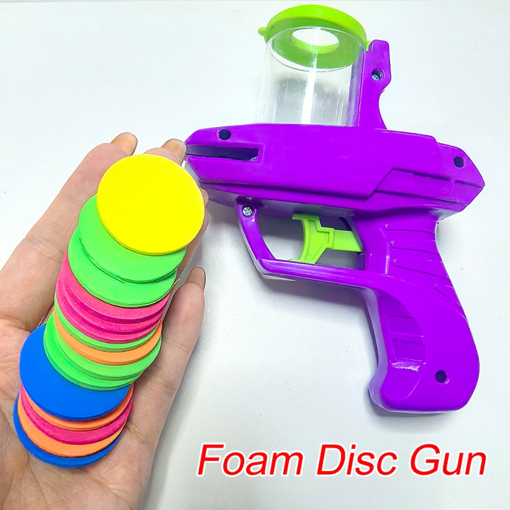 Kids Foam Disc Launcher Gun Toy Safe Flying Disc Blaster for Outdoor Parent Child Play