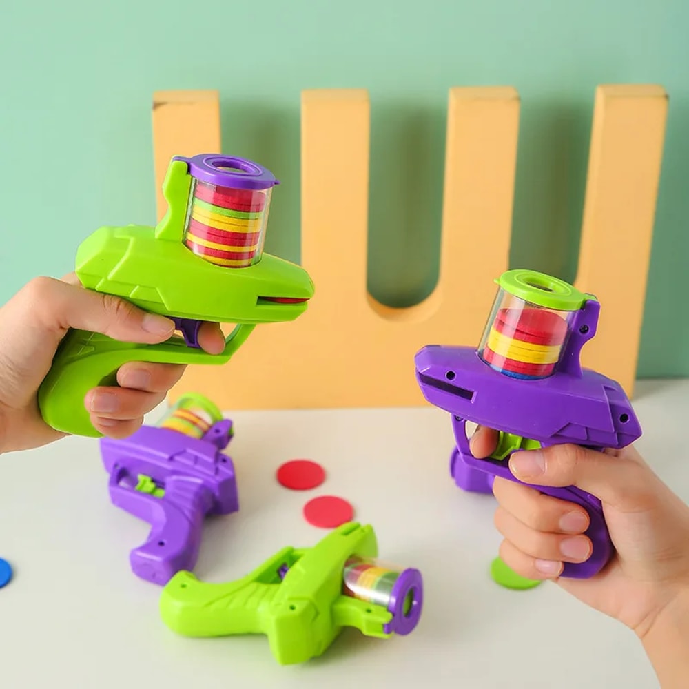 Kids Foam Disc Launcher Gun Toy Safe Flying Disc Blaster for Outdoor Parent Child Play