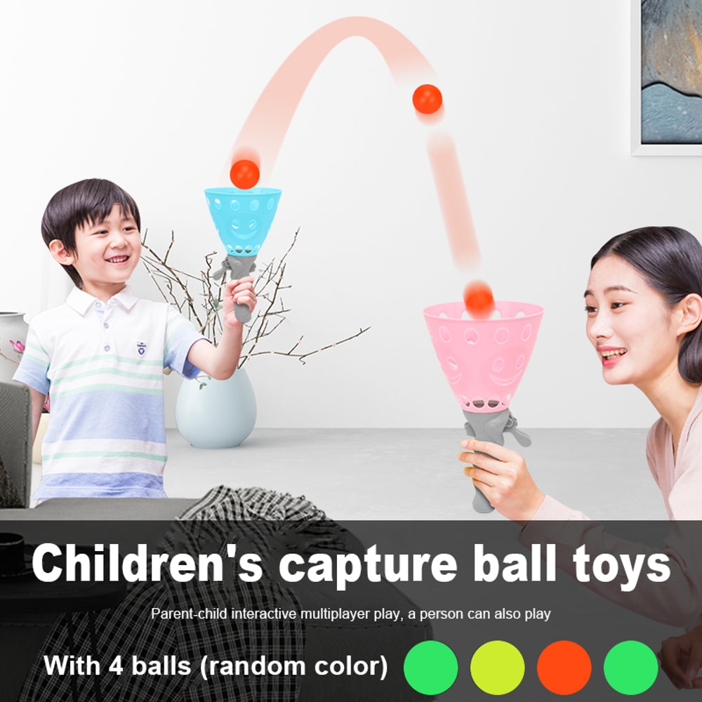 Pop & Catch Kids Ball Game Set Indoor Outdoor Toy with Launch Baskets