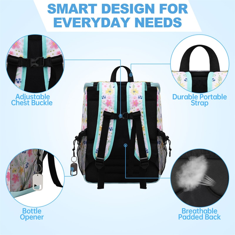 Leopard Print Insulated Cooler Backpack Waterproof Soft Cooler For Beach Picnic Hiking 3