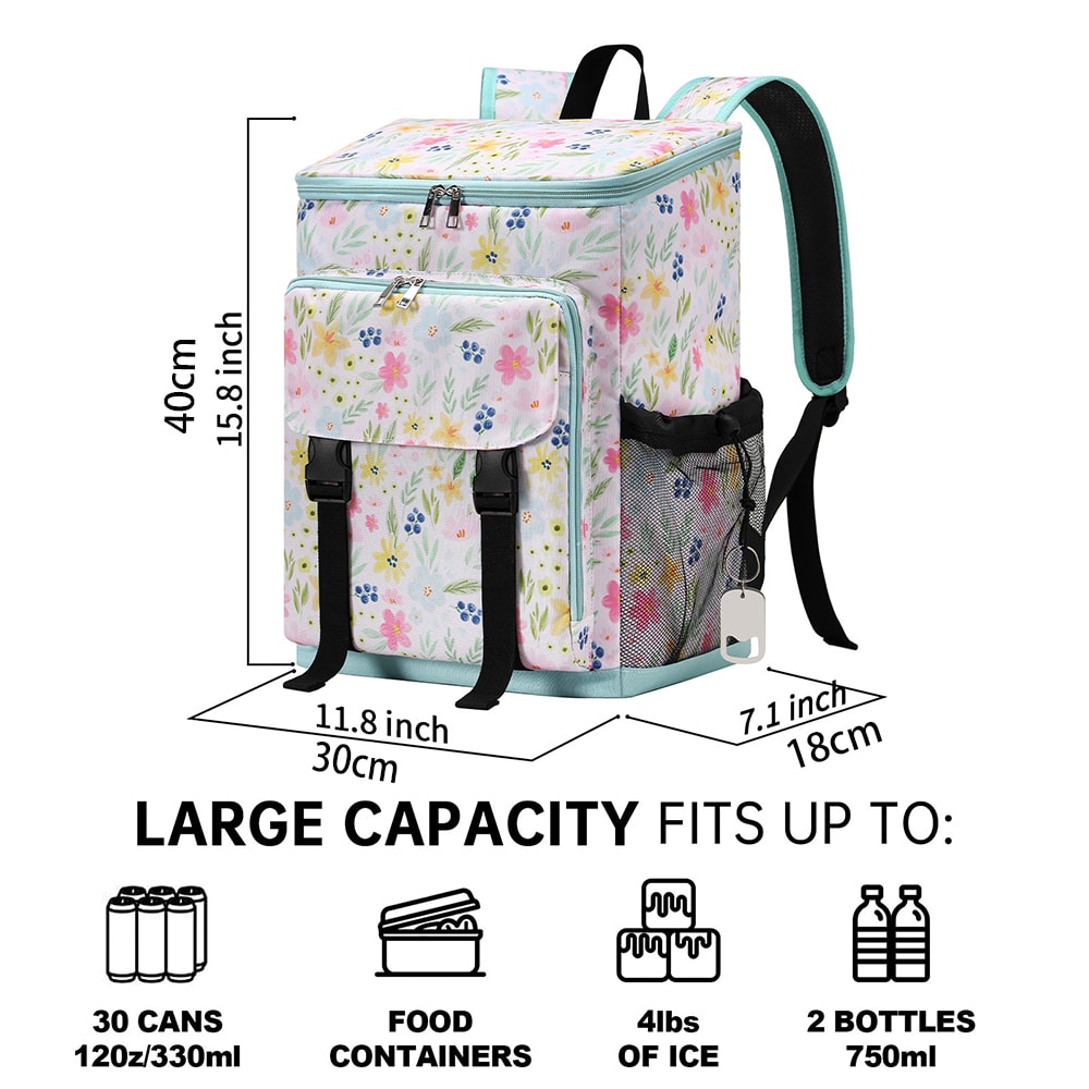 Leopard Print Insulated Cooler Backpack Waterproof Soft Cooler For Beach Picnic Hiking 4