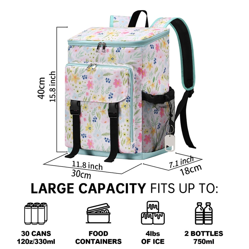 Leopard Print Insulated Cooler Backpack Waterproof Soft Cooler For Beach Picnic Hiking 4