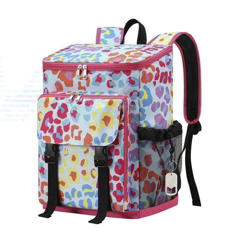 Leopard Print Insulated Cooler Backpack Waterproof Soft Cooler For Beach Picnic Hiking 6