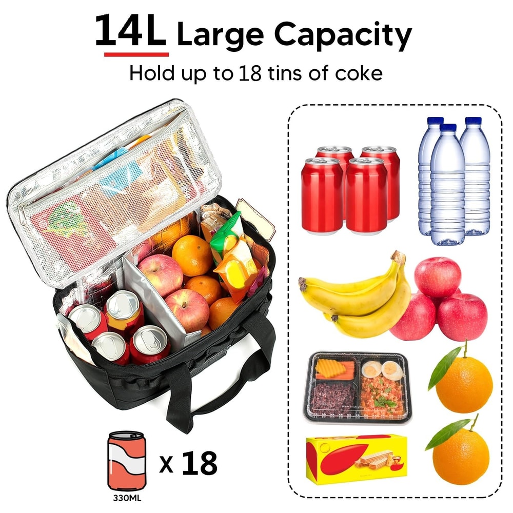 Large Capacity Insulated Cooler Lunch Bag Waterproof Foldable Outdoor Camping Food Carrier