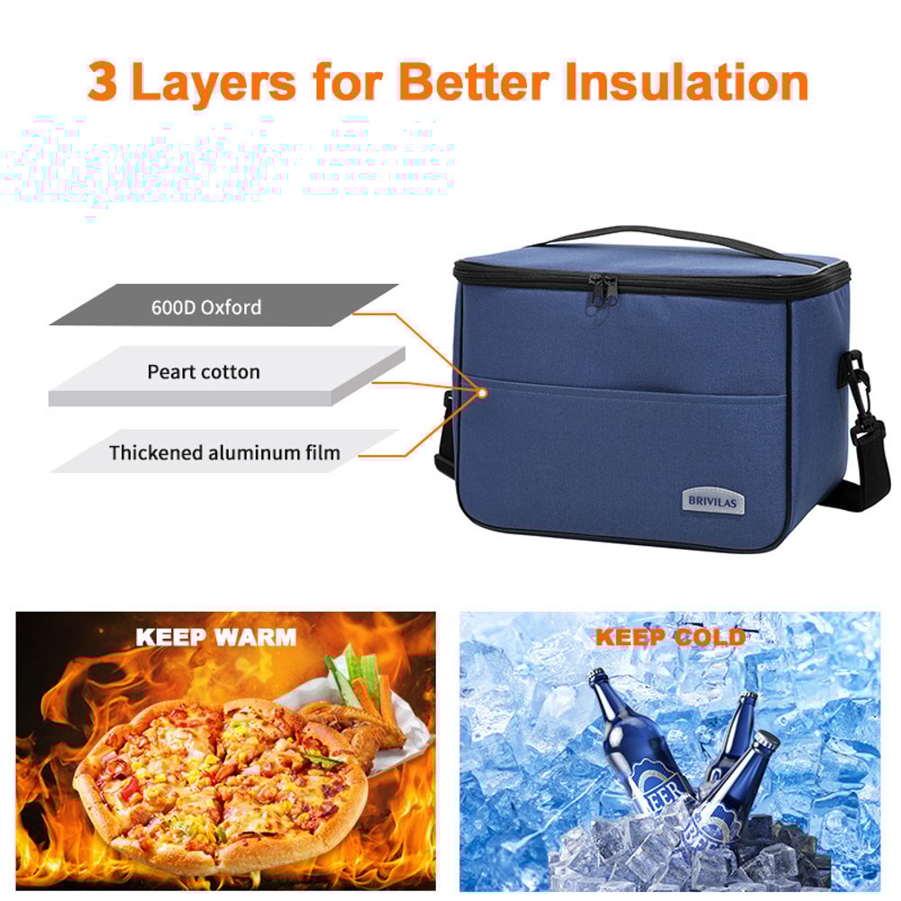 Insulated Lunch Bag for Work Leakproof Thermal Cooler Tote Large Capacity