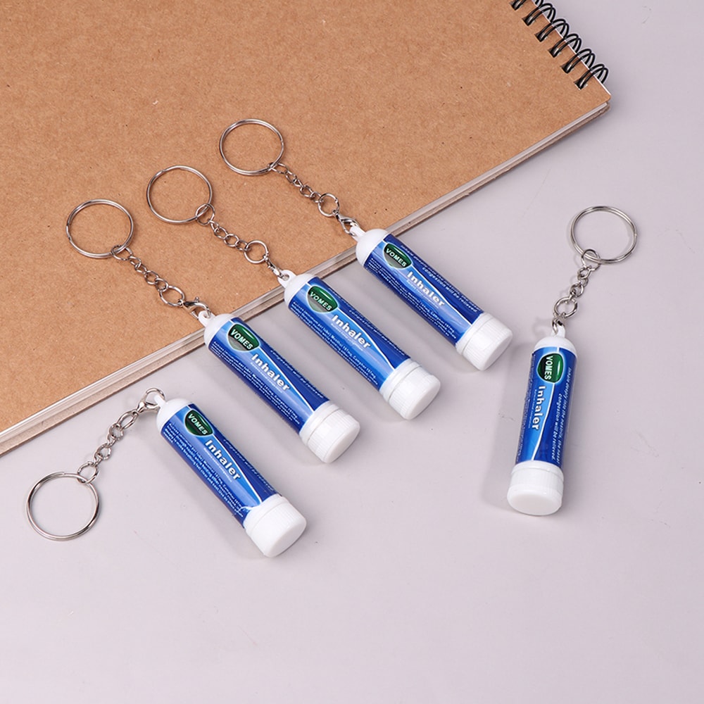 Cooling nasal inhaler keychain set for focus and energy aromatherapy