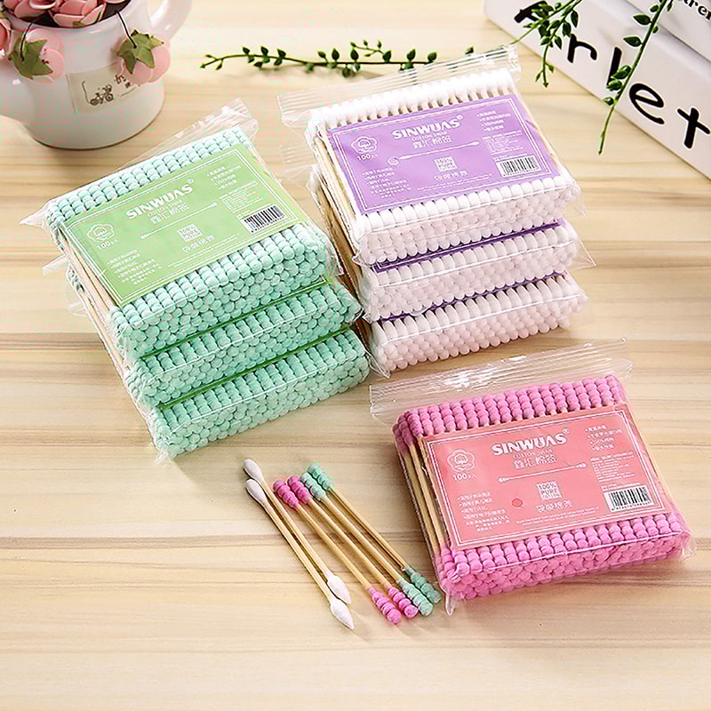 Premium Double Head Cotton Swabs for Makeup & Ear Cleaning Wooden Cotton Buds Pack