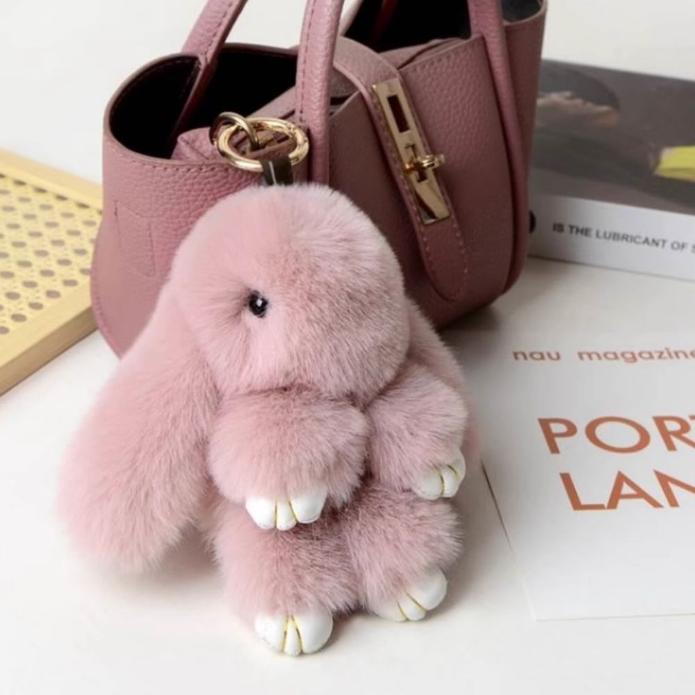 Cute Plush Bunny Keychain Soft Fluffy Rabbit Charm Gift For Kids Girls 1