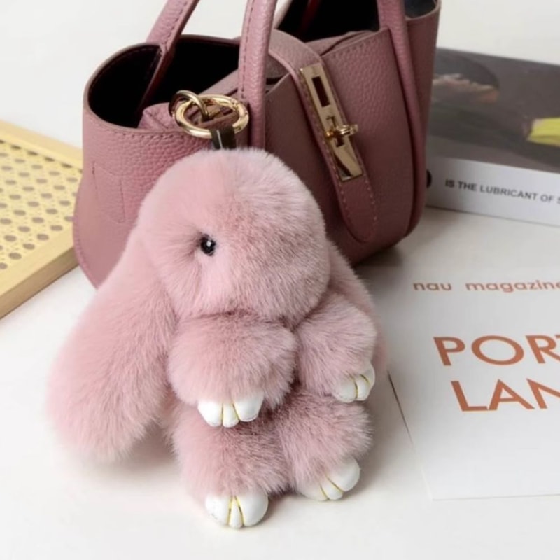 Cute Plush Bunny Keychain Soft Fluffy Rabbit Charm Gift For Kids Girls 1