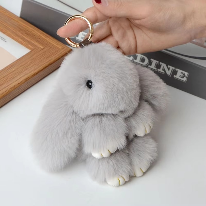 Cute Plush Bunny Keychain Soft Fluffy Rabbit Charm Gift For Kids Girls 5