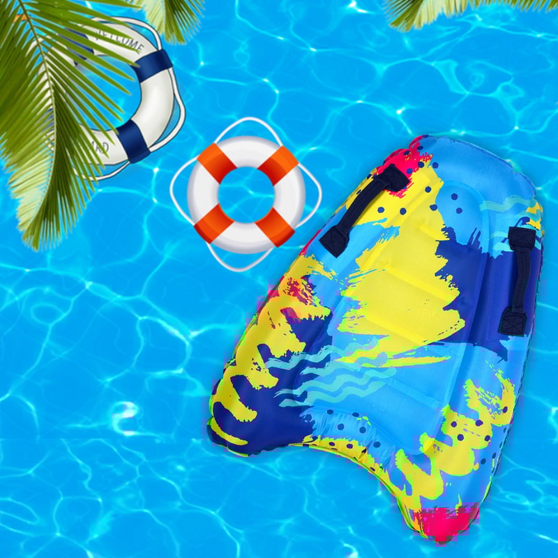 Inflatable Body Board With Handles For Kids Adults Portable Surf Float Kickboard 3