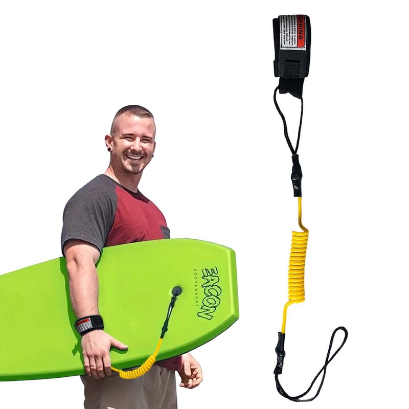 Coiled Surf Leash With Wrist Strap Secure Bodyboard Leash For Small To Medium Waves 6
