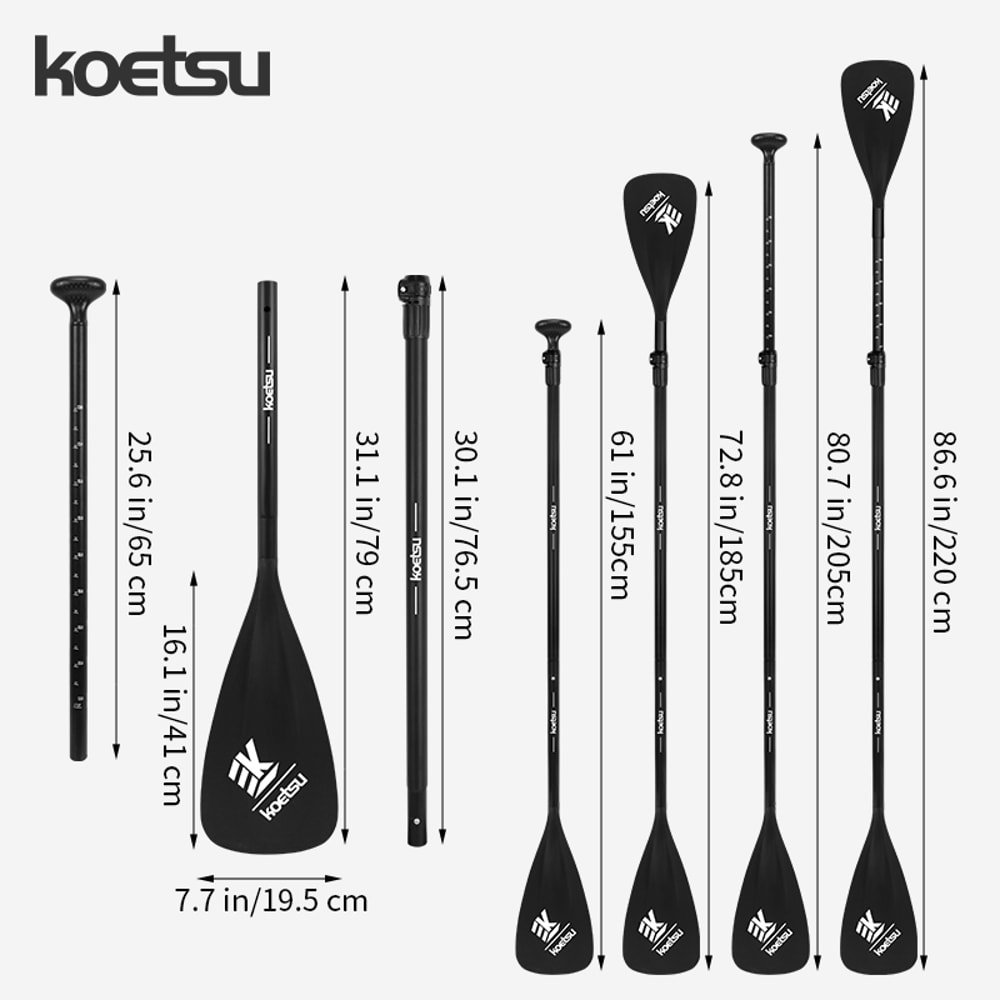 KOETSU Adjustable SUP Paddle Lightweight Aluminum Alloy Kayak Paddle Convertible Oar