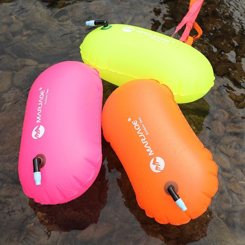Inflatable Swim Buoy Dry Bag With Waist Belt For Open Water Safety Storage 1
