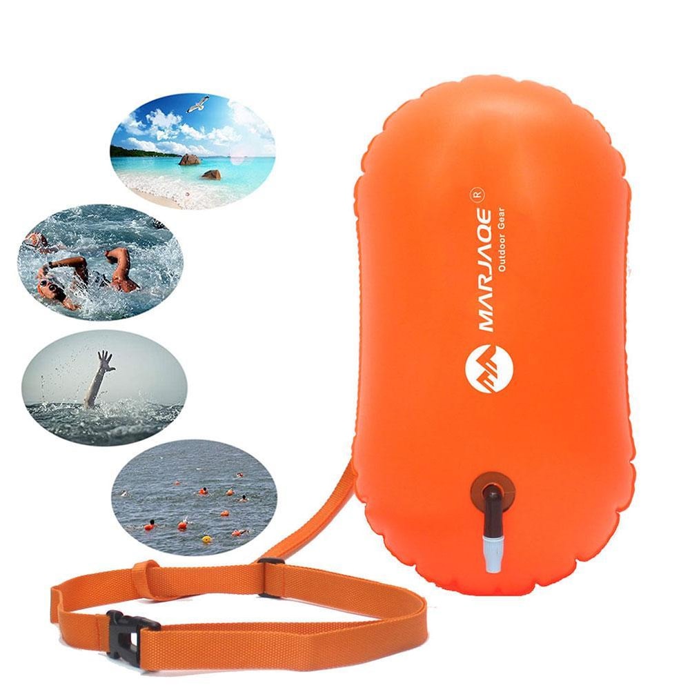 Inflatable Swim Buoy Dry Bag With Waist Belt For Open Water Safety Storage 4