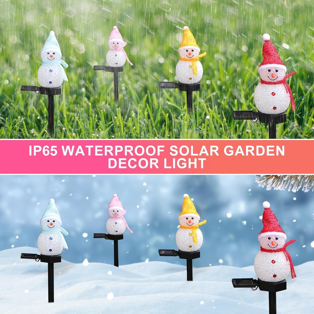 Solar Snowman Pathway Lights Outdoor Waterproof Christmas Garden Stakes