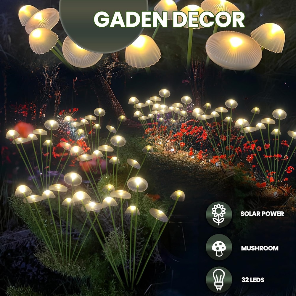 Solar Jellyfish Mushroom Lights Outdoor LED Garden Decor