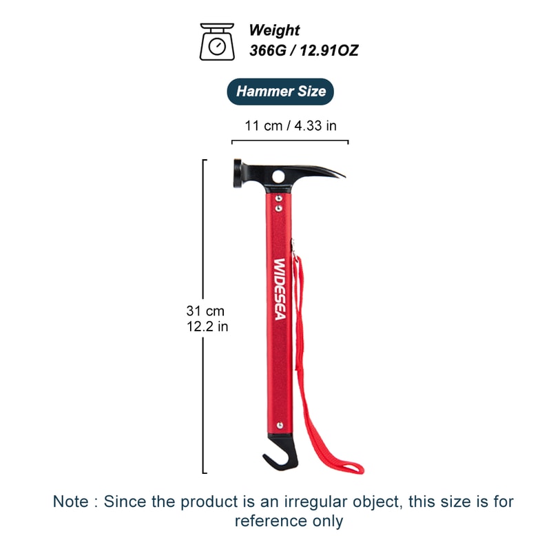 Widesea Ultralight Camping Hammer Multi Tool Tent Stake Driver