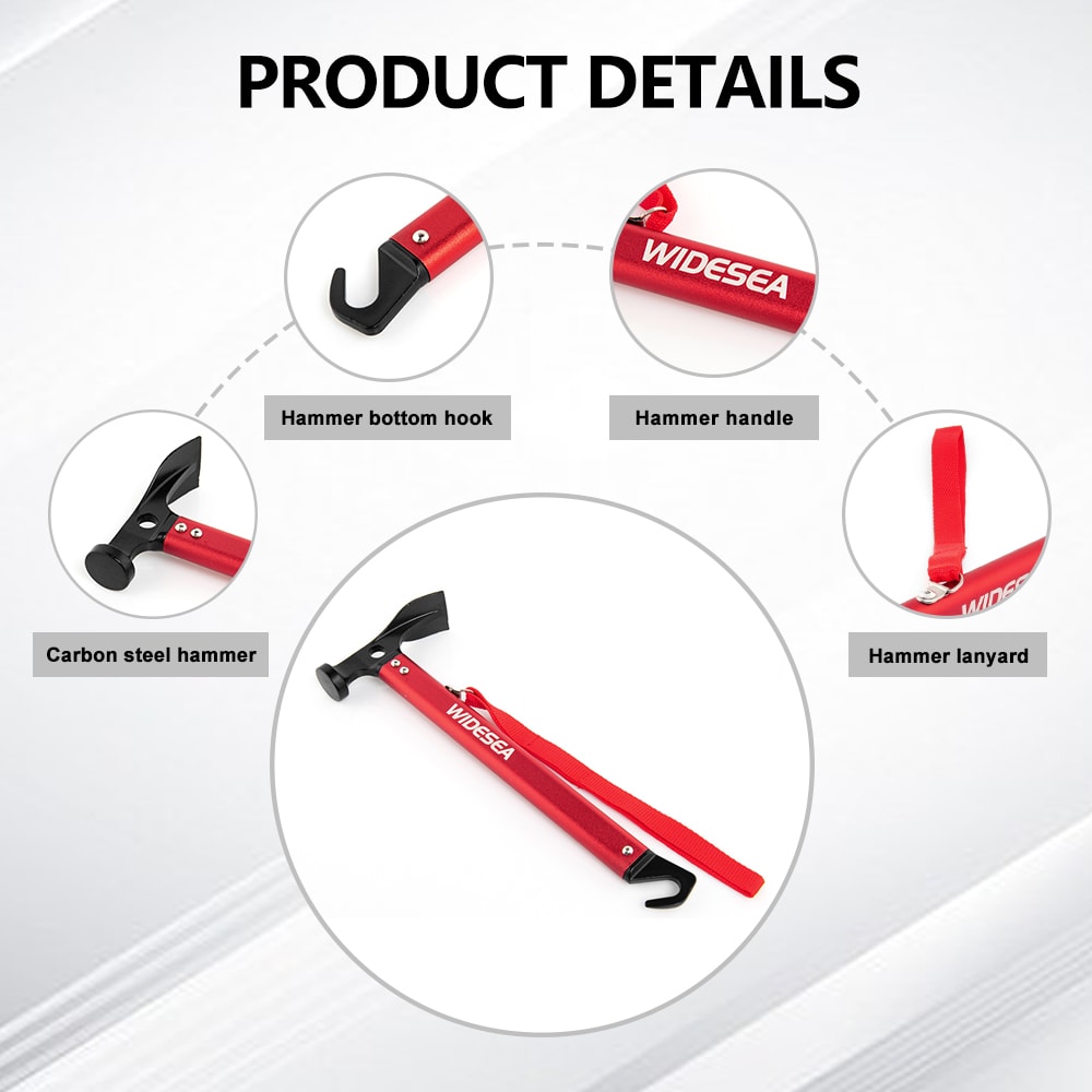Widesea Ultralight Camping Hammer Multi Tool Tent Stake Driver