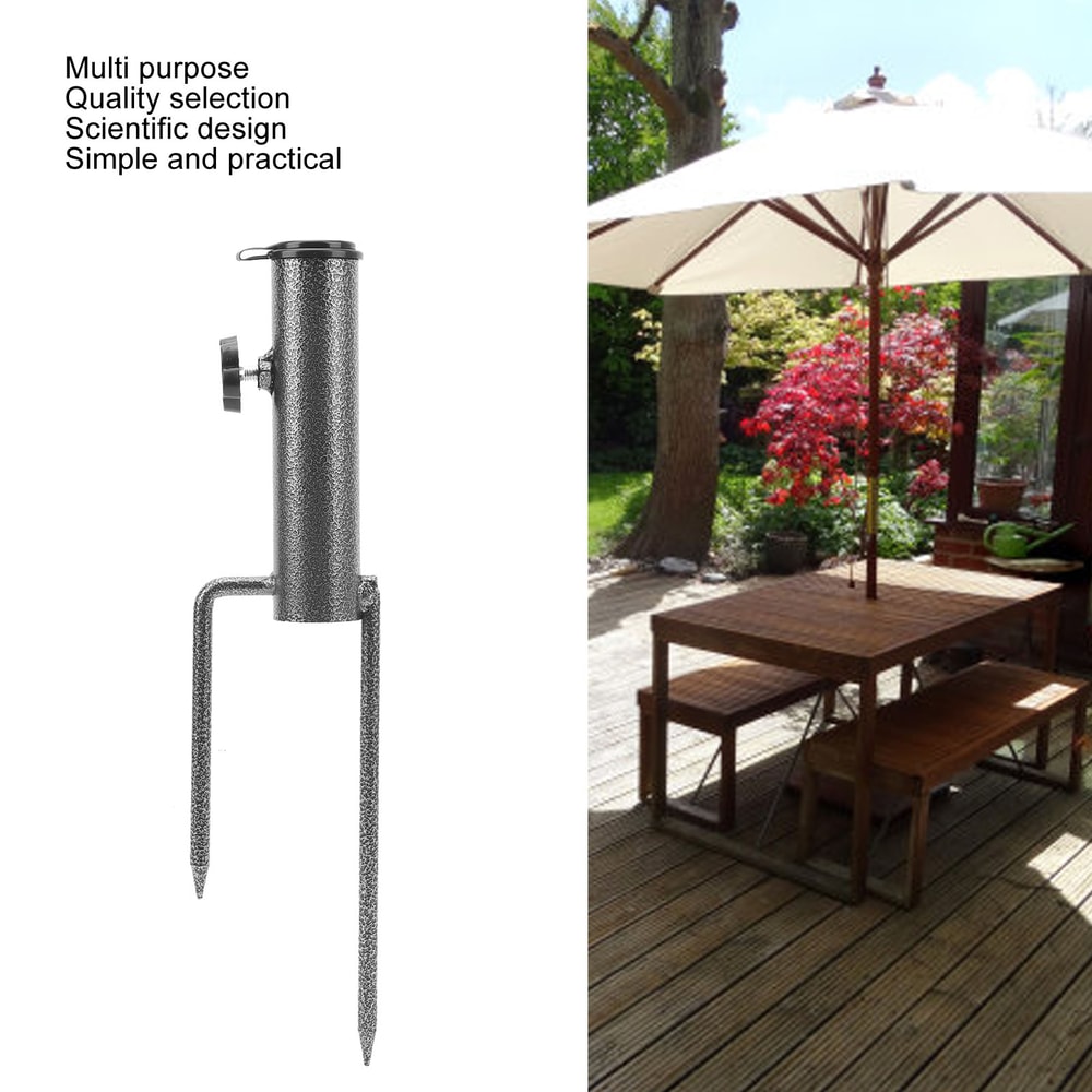 Heavy Duty Beach Umbrella Anchor Adjustable Metal Ground Holder for Sand Grass Patio