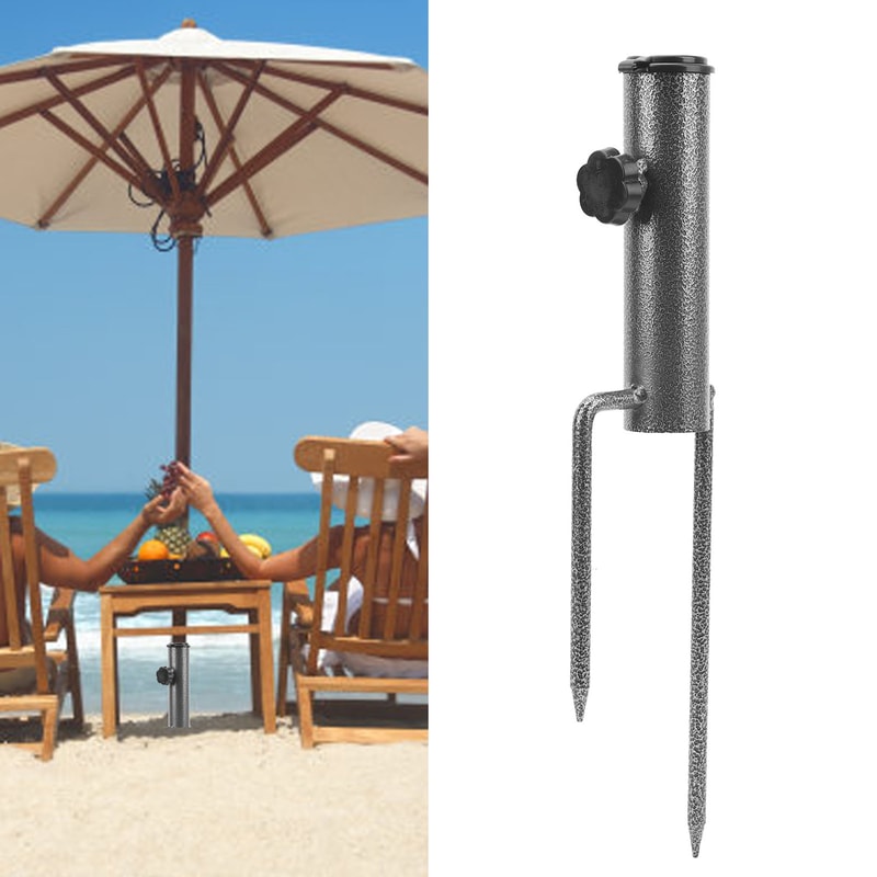 Heavy Duty Beach Umbrella Anchor Adjustable Metal Ground Holder for Sand Grass Patio