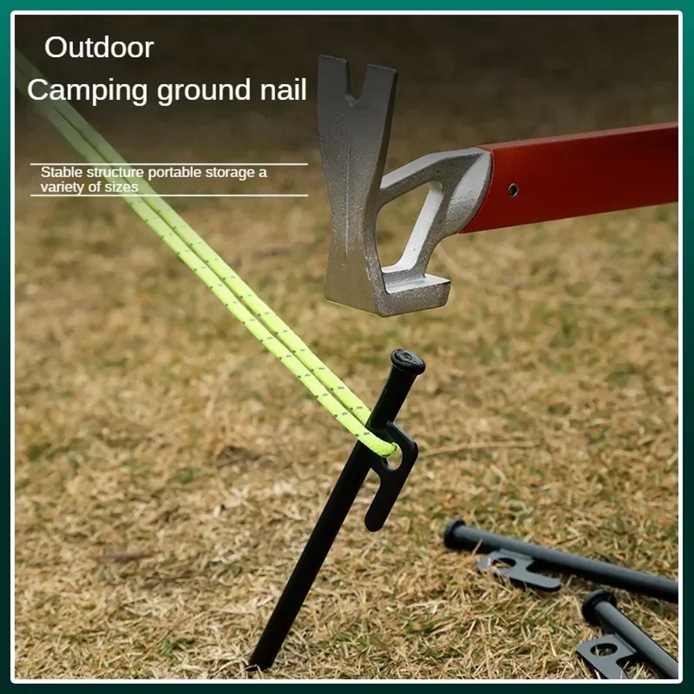 Heavy Duty Steel Tent Stakes Set Camping Tent Pegs For Hard Ground With Steel Ground Anchors 2