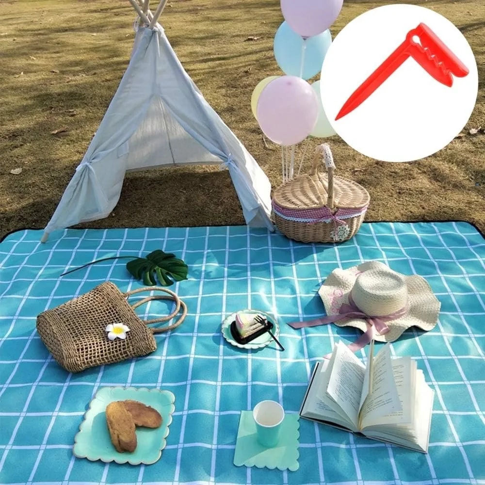 Beach Towel Clips & Sand Stakes Windproof Beach Towel Clips for Secure Outdoor Relaxation