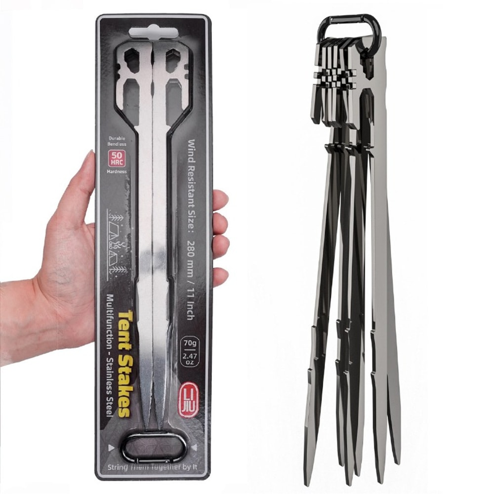 Heavy Duty Stainless Steel Tent Stakes for Camping and Beach Sand Anchors