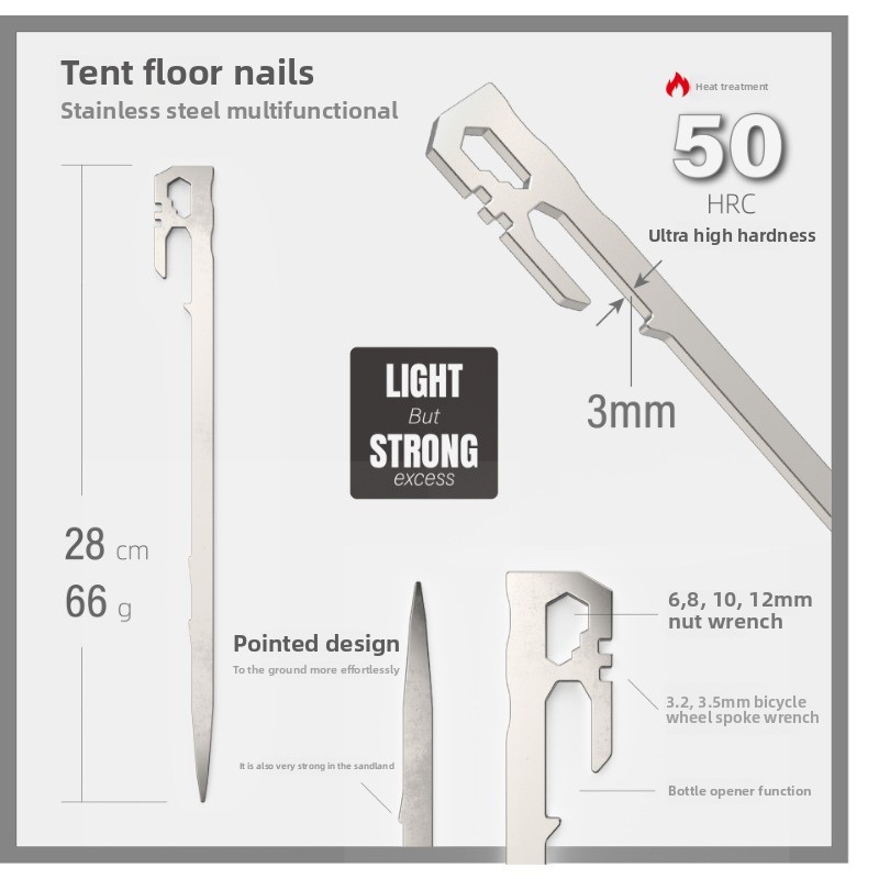 Heavy Duty Stainless Steel Tent Stakes for Camping and Beach Sand Anchors