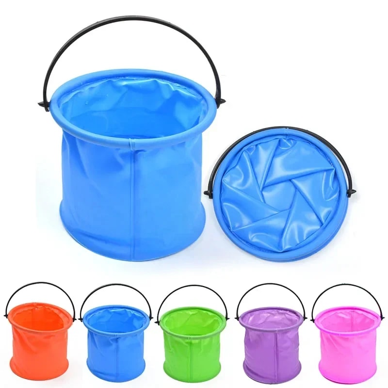 Collapsible Kids Sand Bucket Toy Portable Beach Play Bucket for Travel and Outdoor Fun