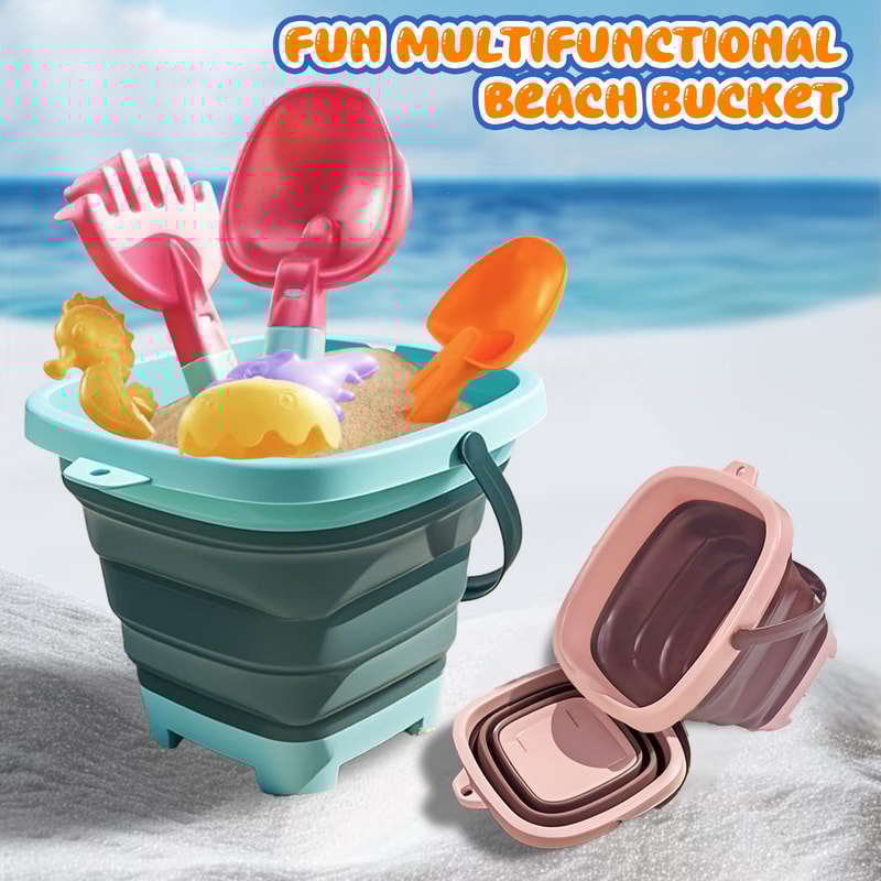 Collapsible Kids Beach Bucket Portable Sand and Water Toy Set