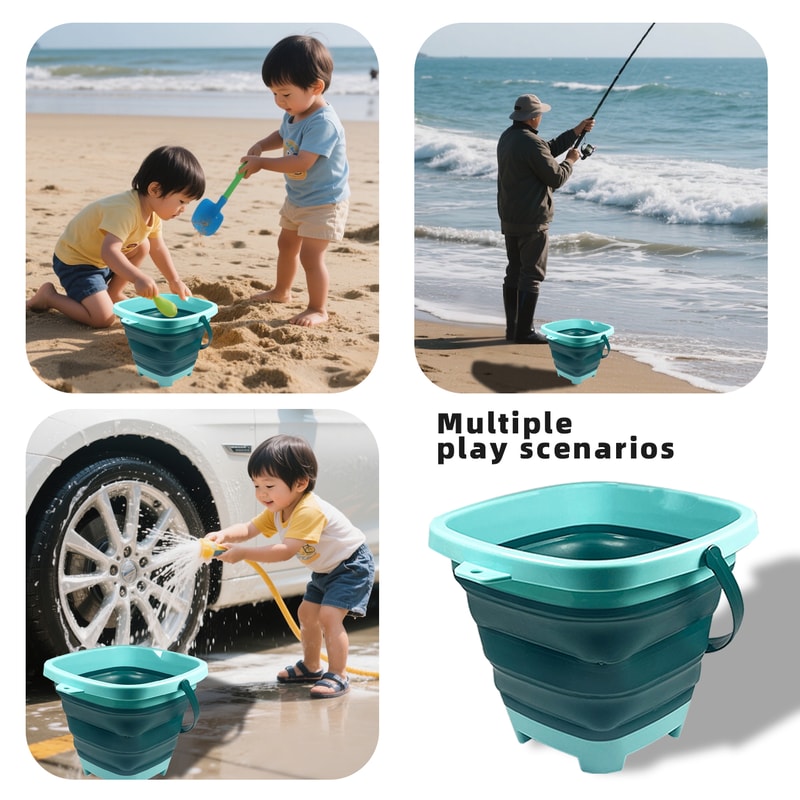 Collapsible Kids Beach Bucket Portable Sand and Water Toy Set