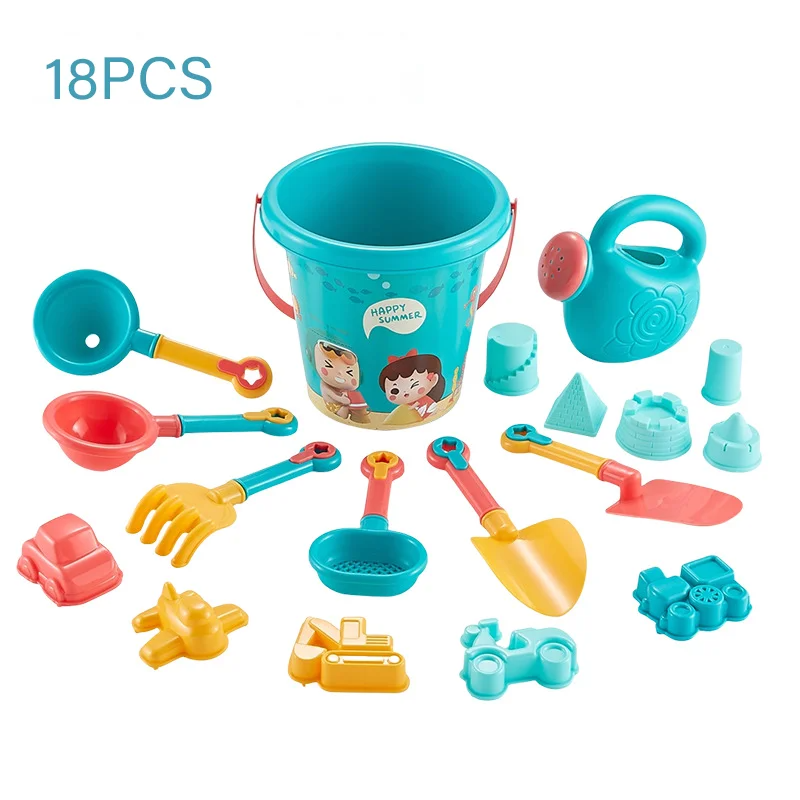 Kids Beach Toy Set Sand Play Kit With Bucket Shovel And Molds 4