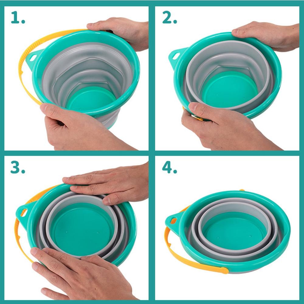 Foldable Kids Beach Bucket Set Travel Sand Toy Kit With Shovel 4