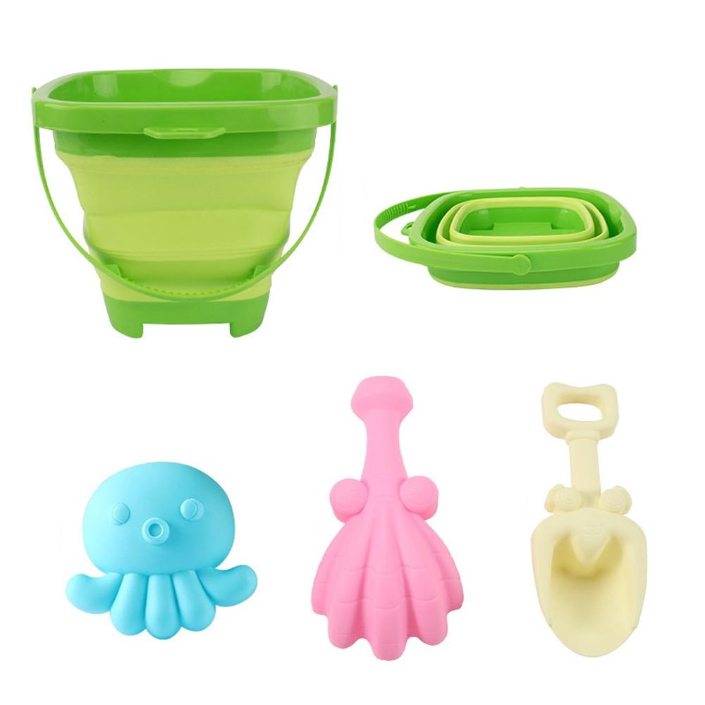 Foldable Kids Beach Bucket Set Travel Sand Toy Kit With Shovel 10