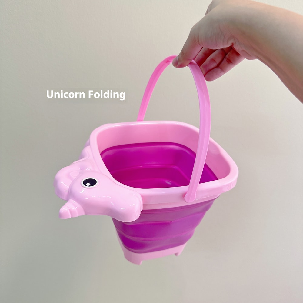 Foldable Beach Bucket Set With Sand Molds Travel Friendly Kids Sand Toys 2