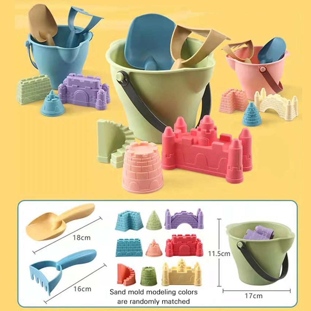 Kids Beach Sensory Bucket Set Sand Toys For Kids With Water Play Tools 5