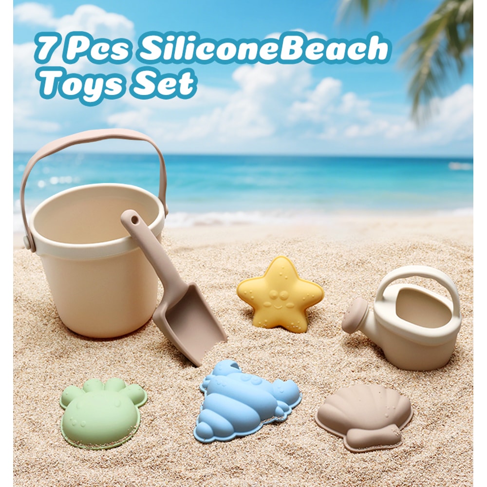 Kids Beach Toy Set with Silicone Sand Molds Creative Sand Castle Toys for Outdoor Play