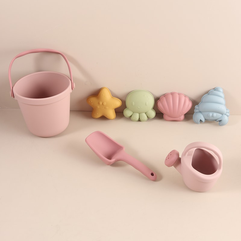 Kids Beach Toy Set with Silicone Sand Molds Creative Sand Castle Toys for Outdoor Play