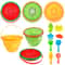 Collapsible Silicone Beach Toy Set for Kids with Foldable Bucket Travel Sand Toys