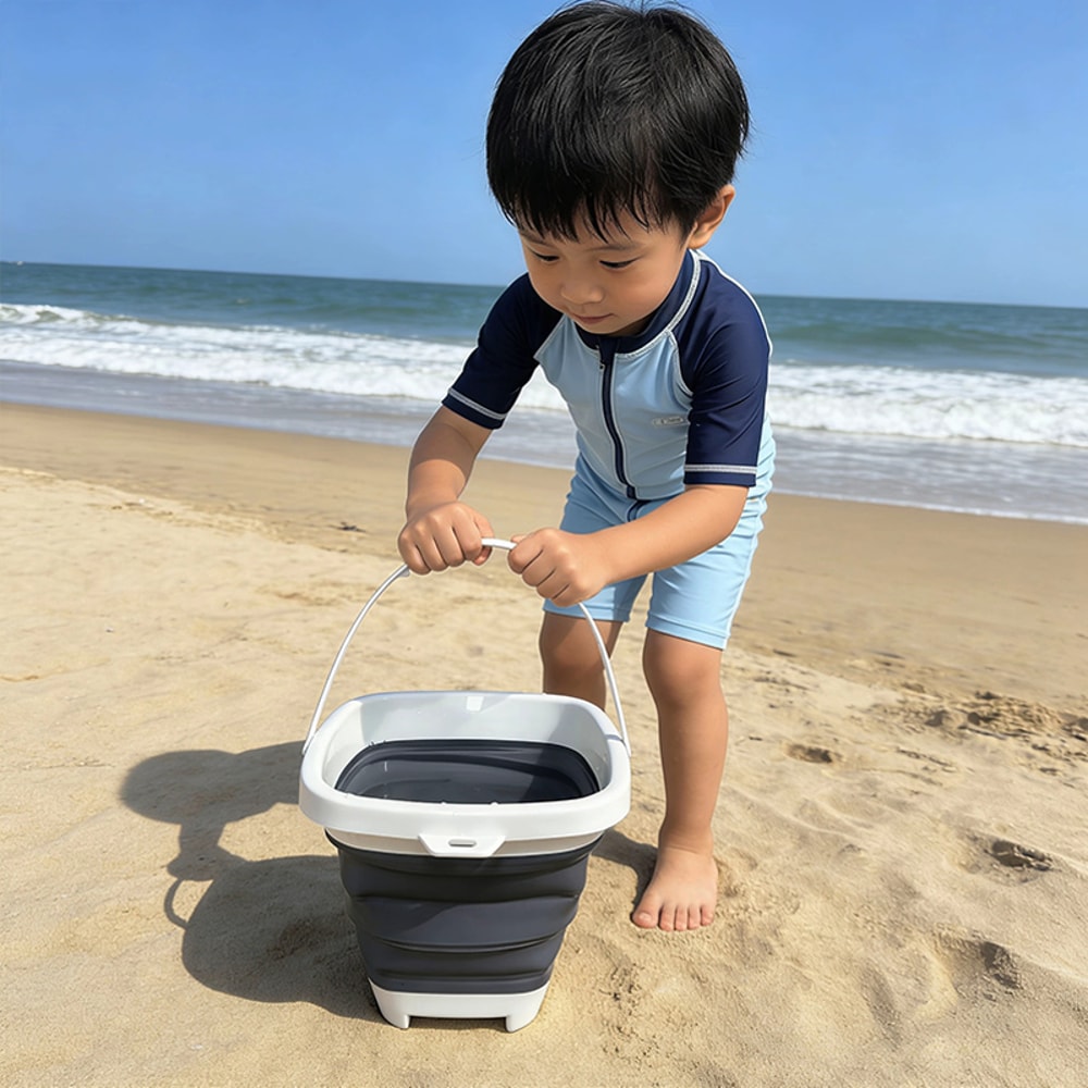 Collapsible Beach Bucket For Kids Foldable Sand Pail Travel Water Toy 2