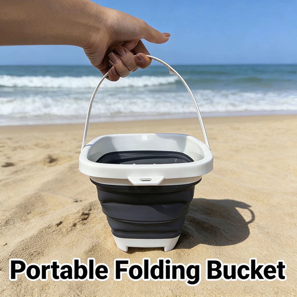 Collapsible Beach Bucket For Kids Foldable Sand Pail Travel Water Toy 3
