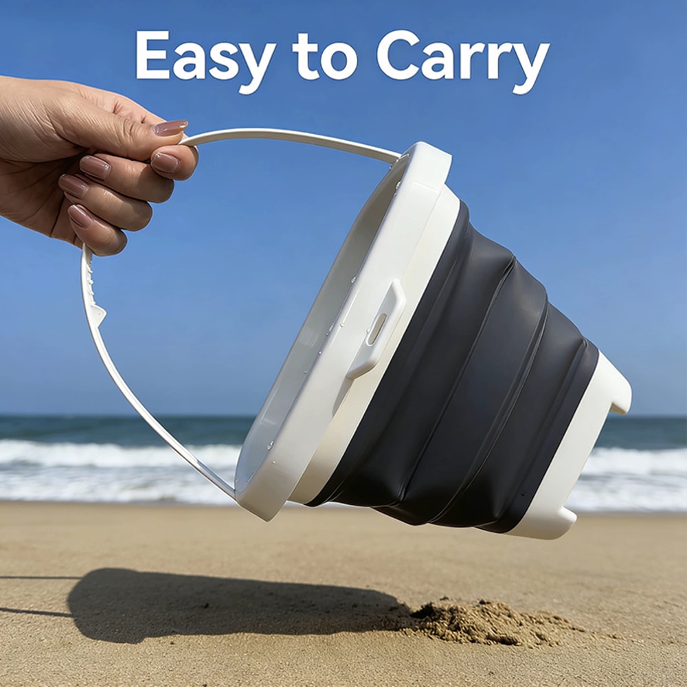 Collapsible Beach Bucket For Kids Foldable Sand Pail Travel Water Toy 4