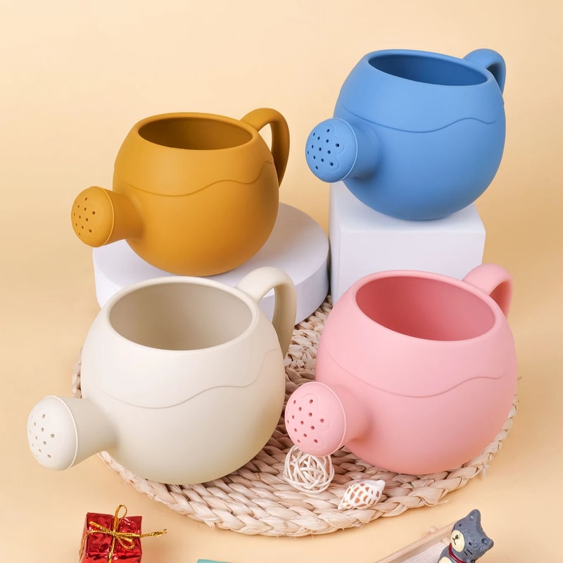 Cute Cartoon Kids Watering Can Silicone Bath Spray Toy For Garden Beach Play 0