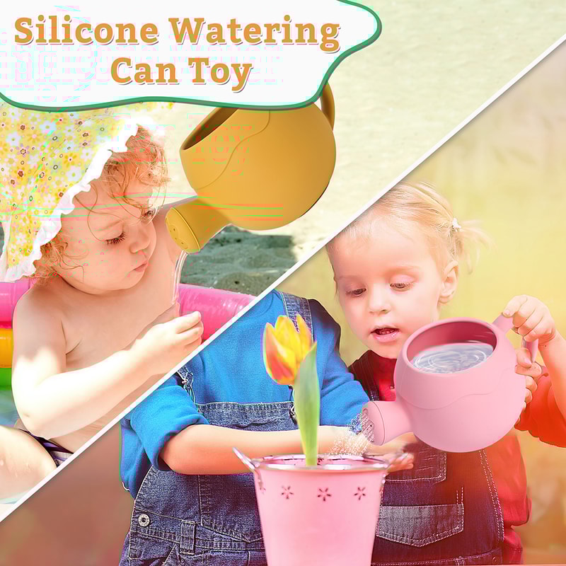 Cute Cartoon Kids Watering Can Silicone Bath Spray Toy For Garden Beach Play 1