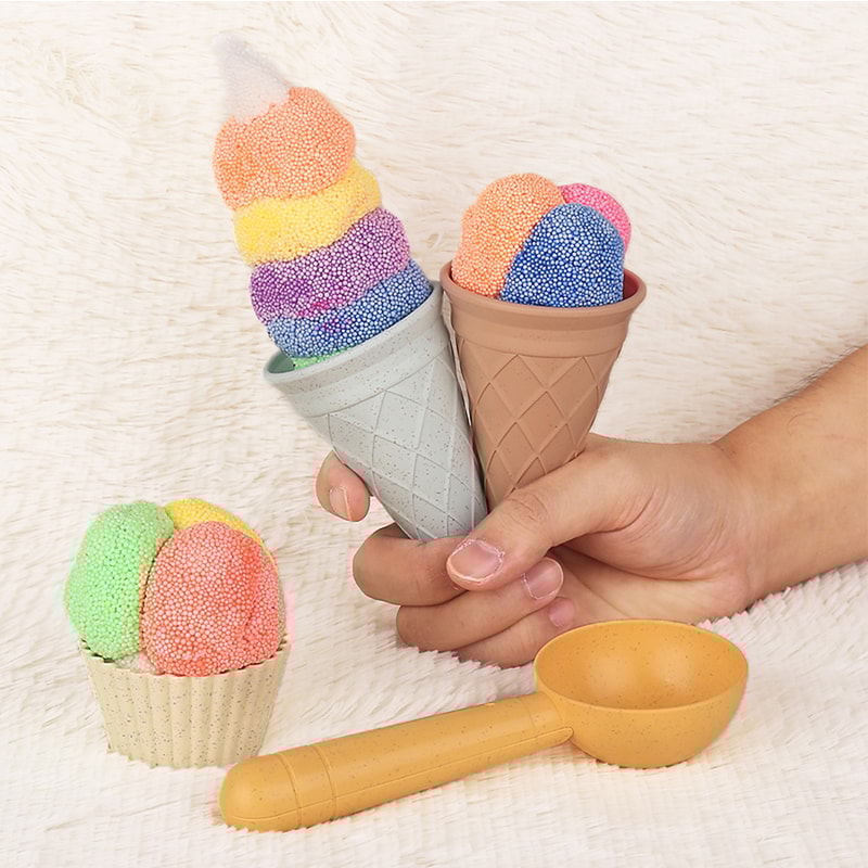 Kids Beach Ice Cream Sand Toy Set 4 Piece Cup and Scoop Kit